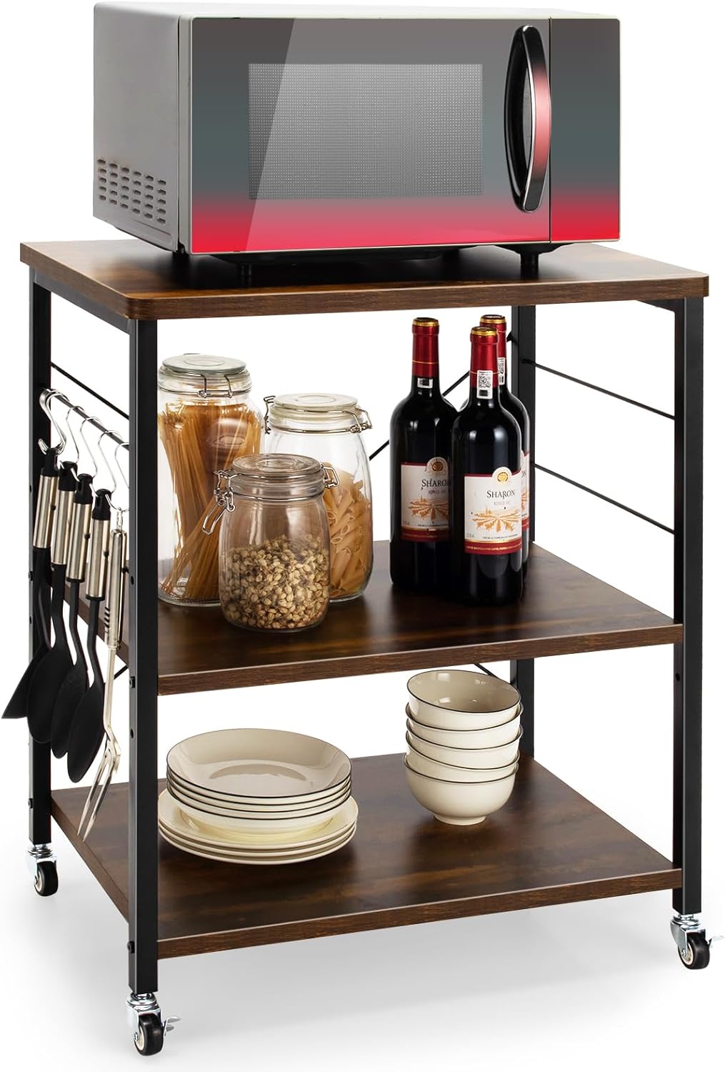 Giantex 3-Tier Microwave Cart - Rolling Utility Stand