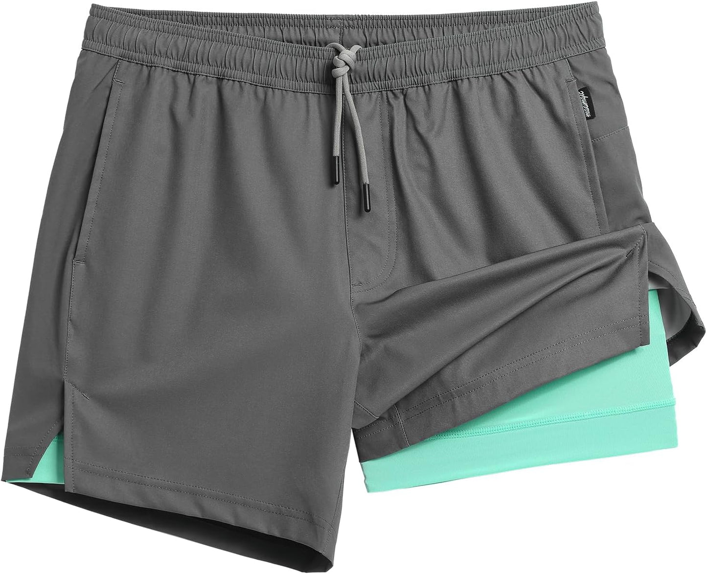 maamgic Mens 5in Gym Running Shorts - 2 in 1 Quick Dry Design