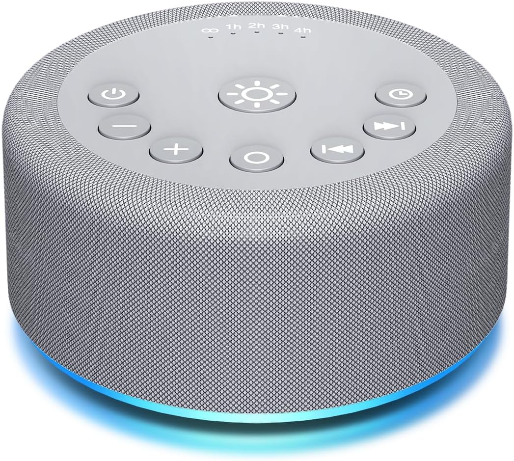 Hushing Brown Noise Sleep Machine - 30 Sounds, 12 Lights, 5 Timers, Memory Function