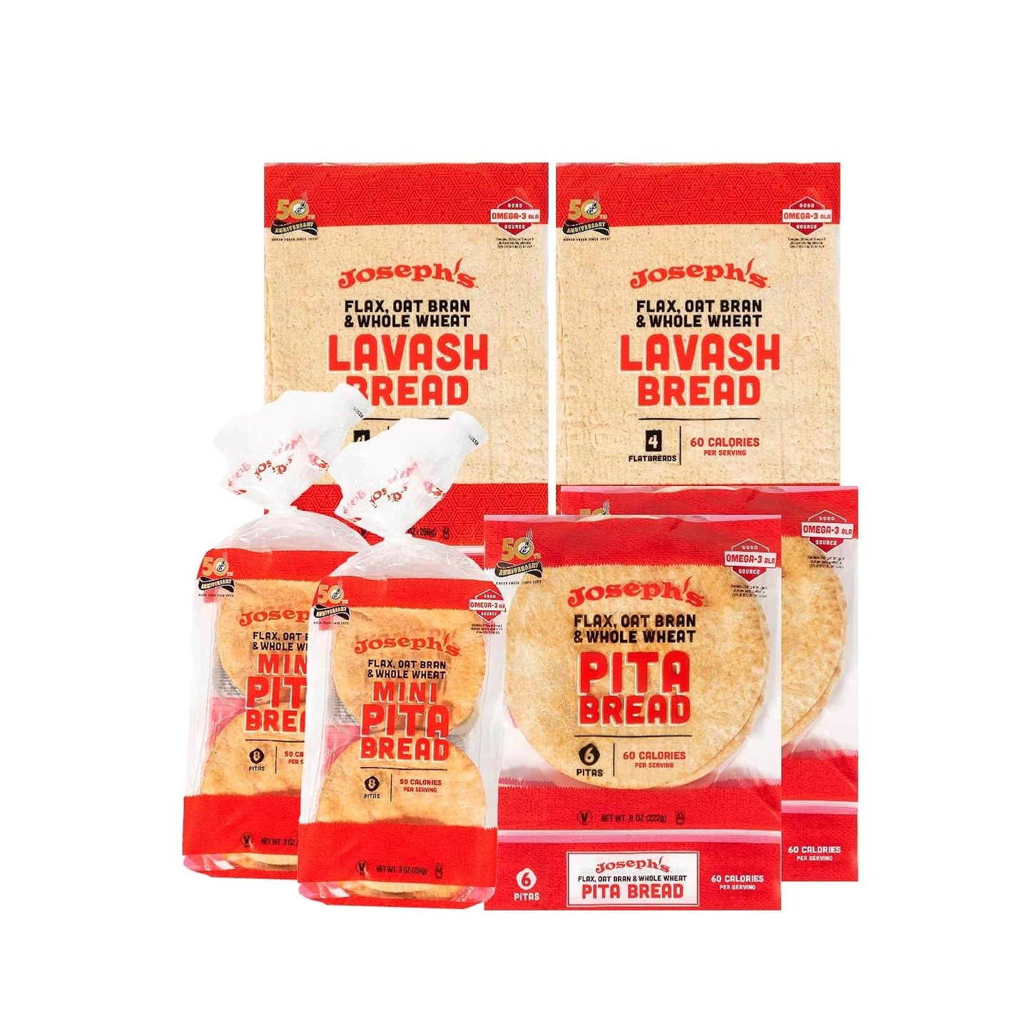 Joseph's Low Carb Pita Bread Combo Value Pack for Healthy Eating