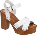 Women's Faux Wooden High Heeled Platform Sandals - Limelight April