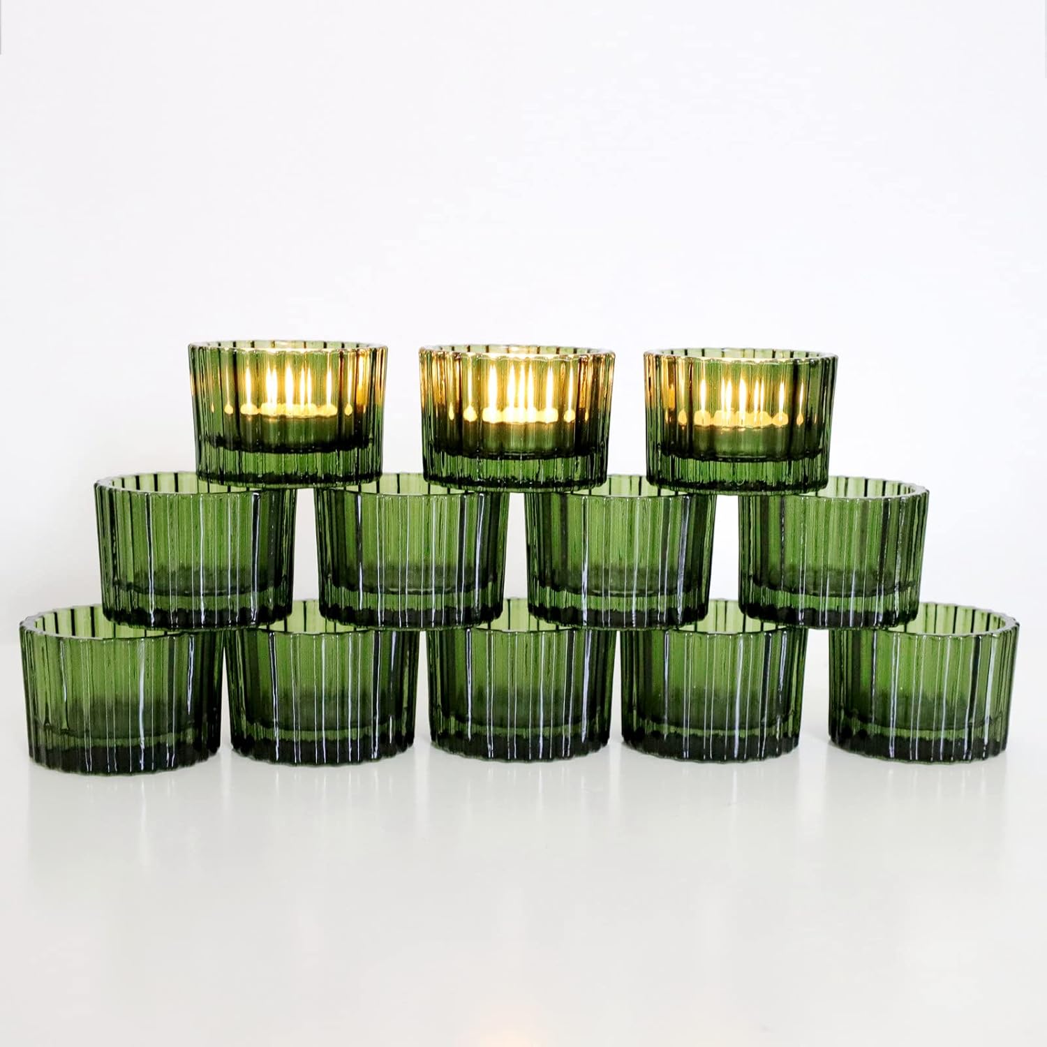 VOHO 24pcs Green Tea Lights Candle Holder for Christmas