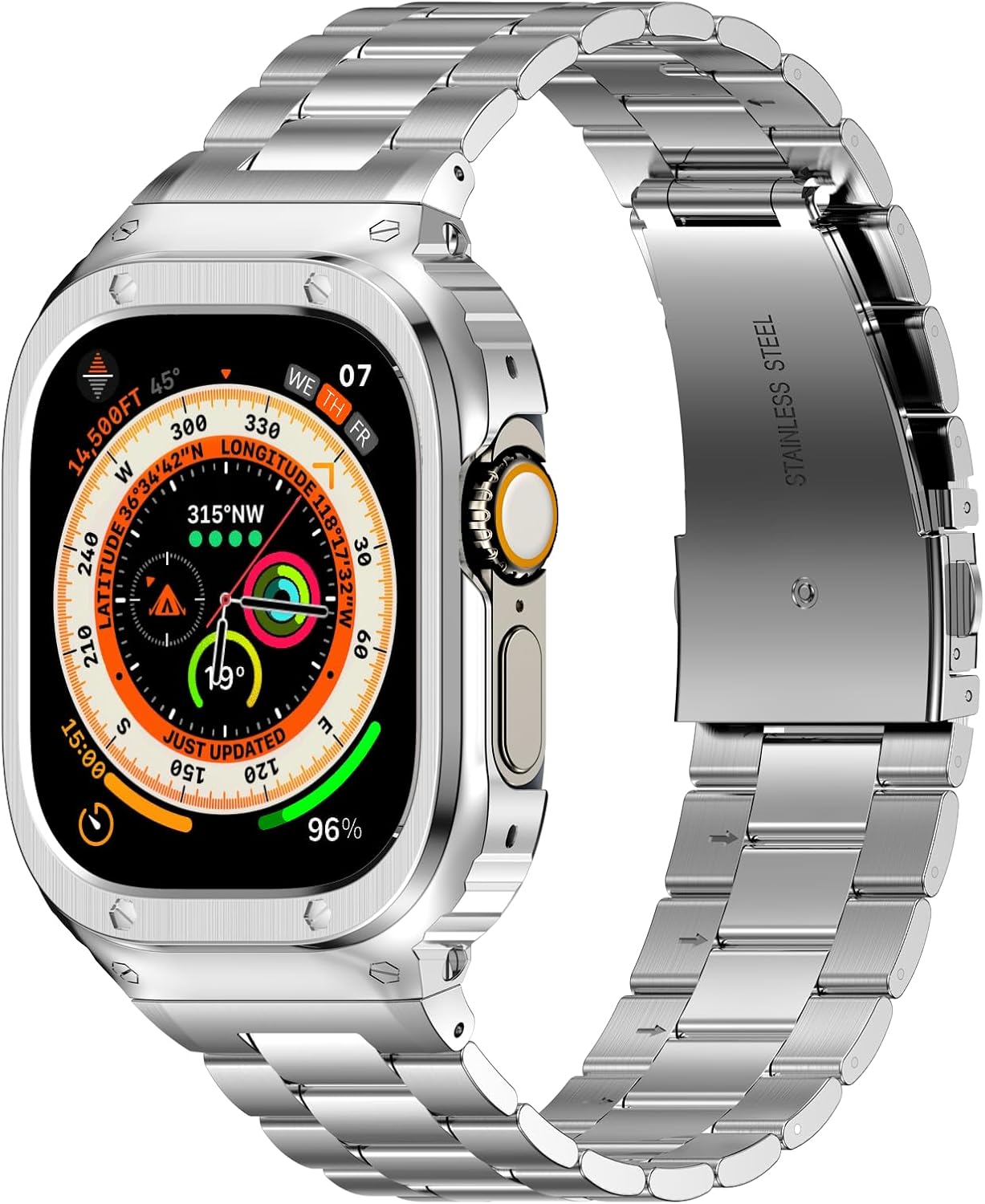HASLFM Stainless Steel Band with Case for Apple Watch Ultra 49mm