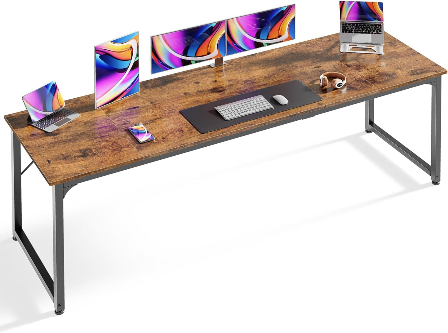 Huuger Computer Desk - 80 Inch Rustic Brown Office Desk