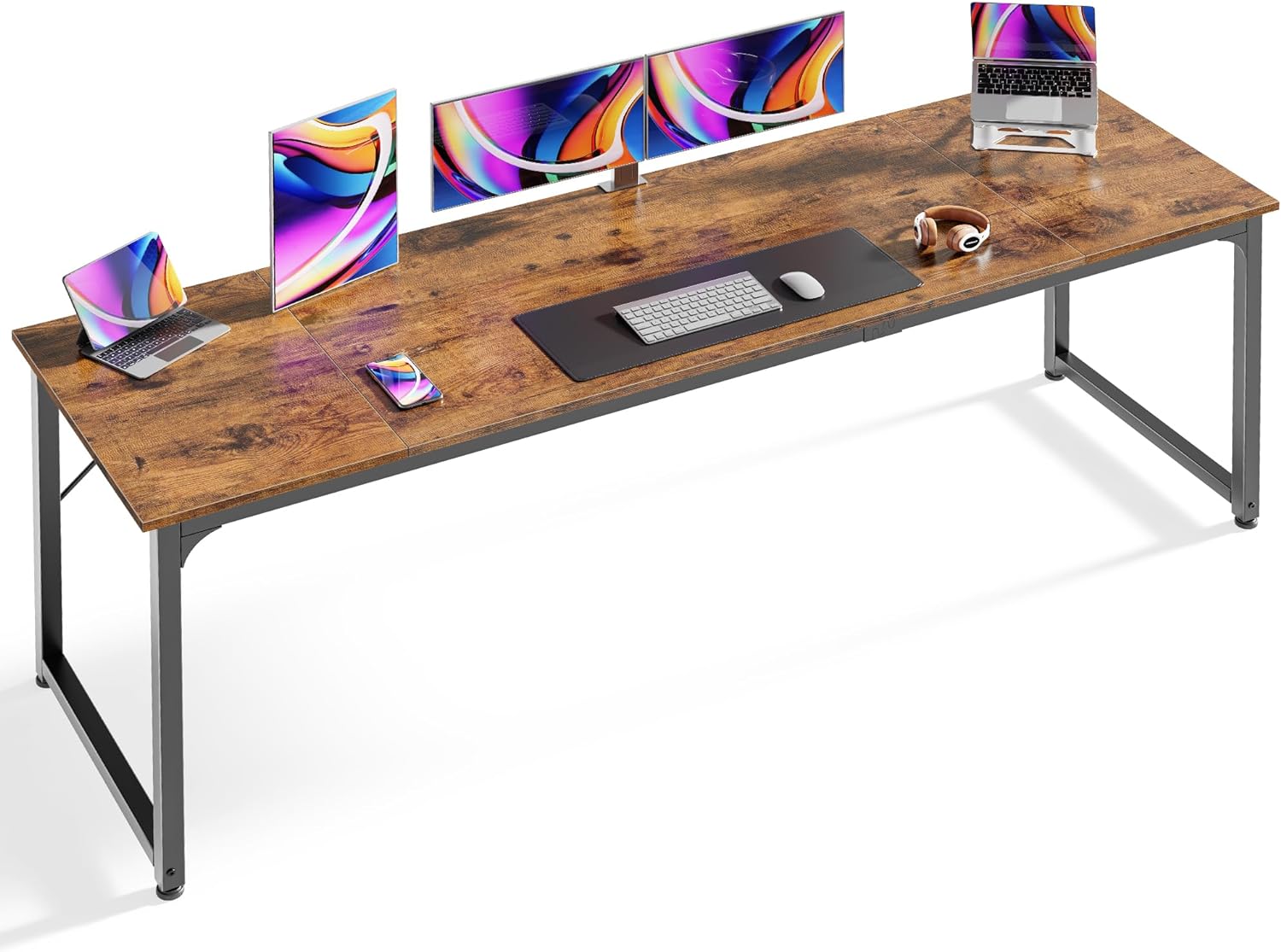 Huuger Computer Desk - 80 Inch Rustic Brown Office Desk