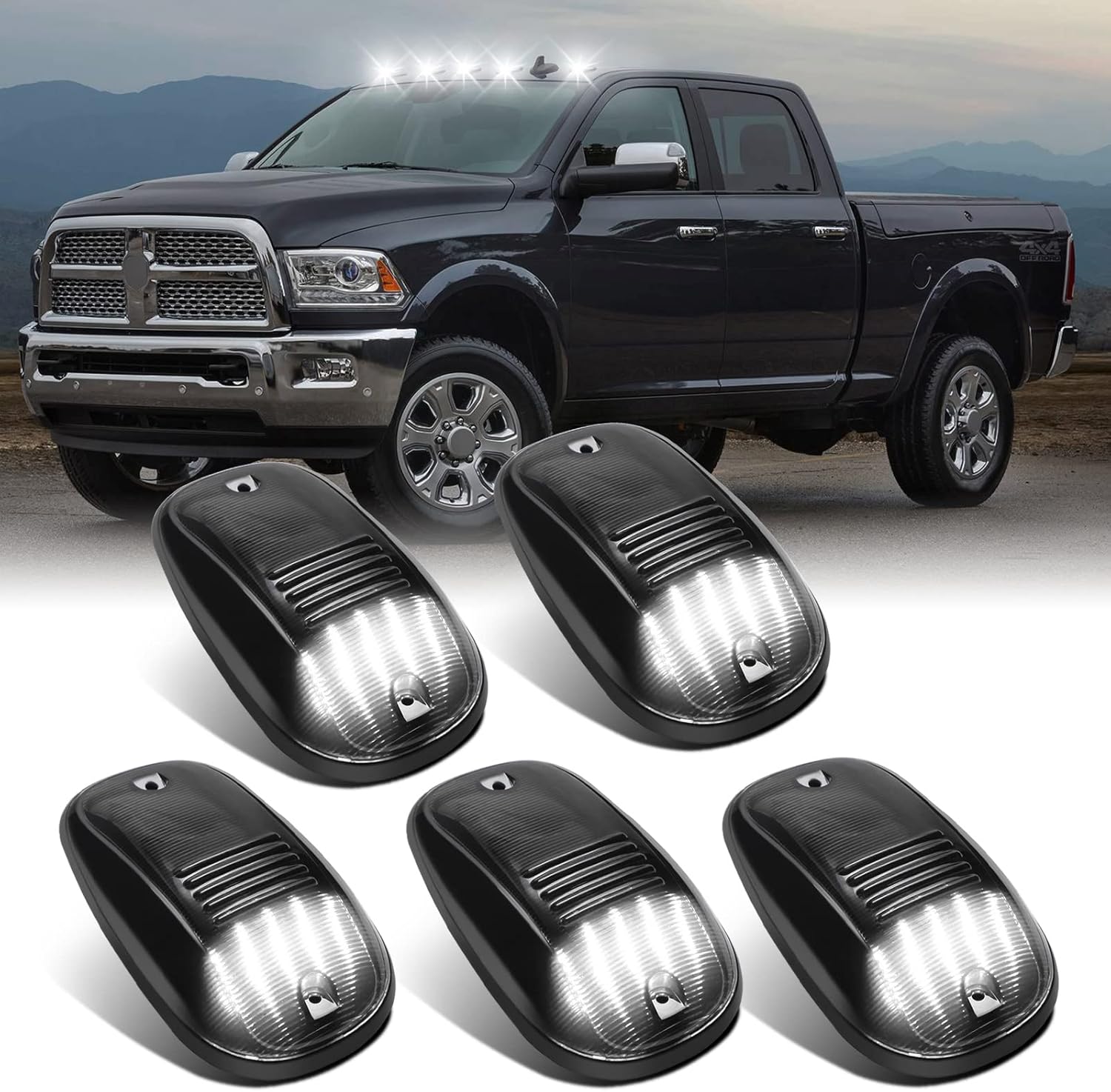 5PCS Smoke LED Cab Light Assembly for Ram Pickup Trucks 2003-2018