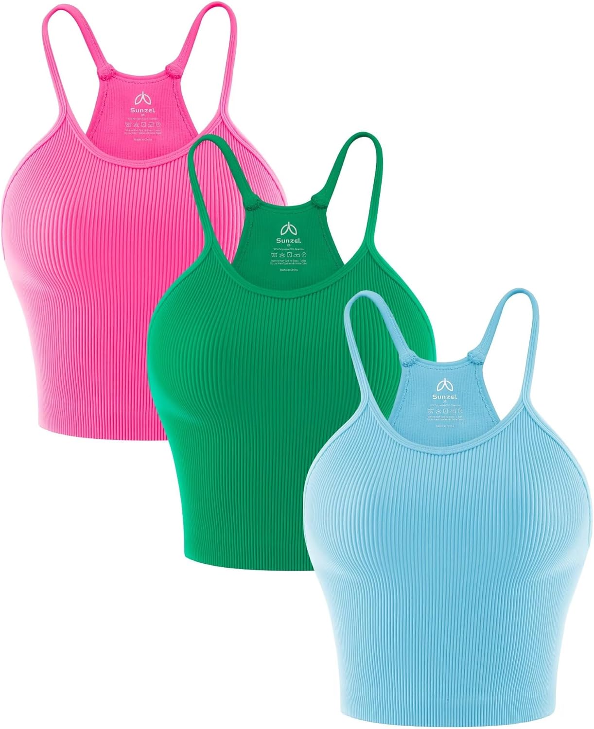 Sunzel Free to Be Tank: Seamless Ribbed Crop Top for Yoga