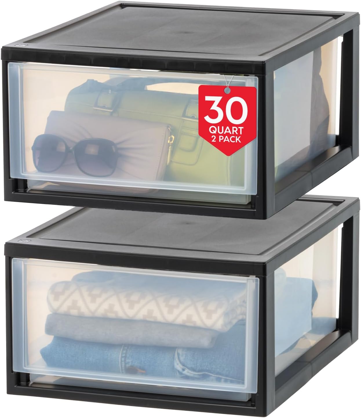 IRIS USA 30 Qt Plastic Drawer Storage Organizer for Home Use