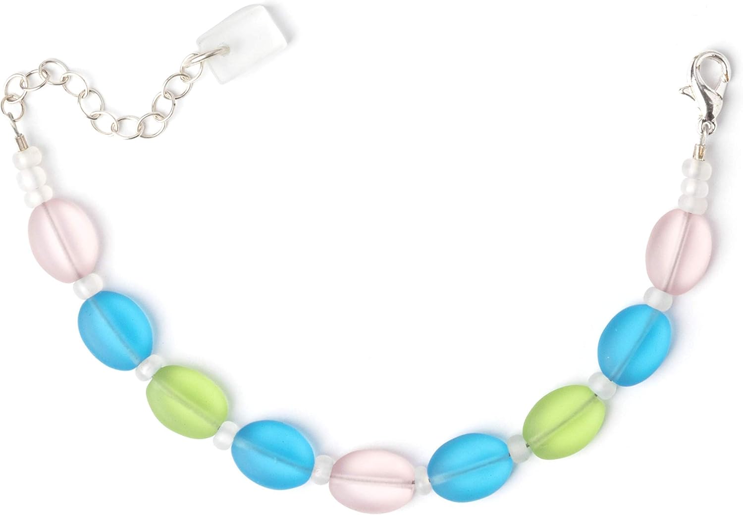 Sea Glass Droplet Bracelet - Handmade with Platted Silver
