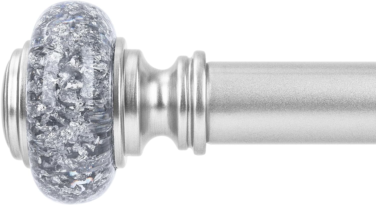 Silver Long Curtain Rods for Windows 72 to 144 Inch, Vintage Style