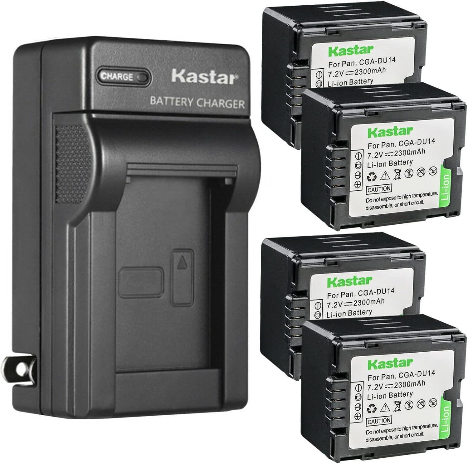 Kastar 4-Pack CGA-DU14 Battery and AC Wall Charger Replacement