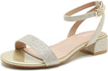 Women Open Toe Ankle Strap Low Block Chunky Heels Sandals