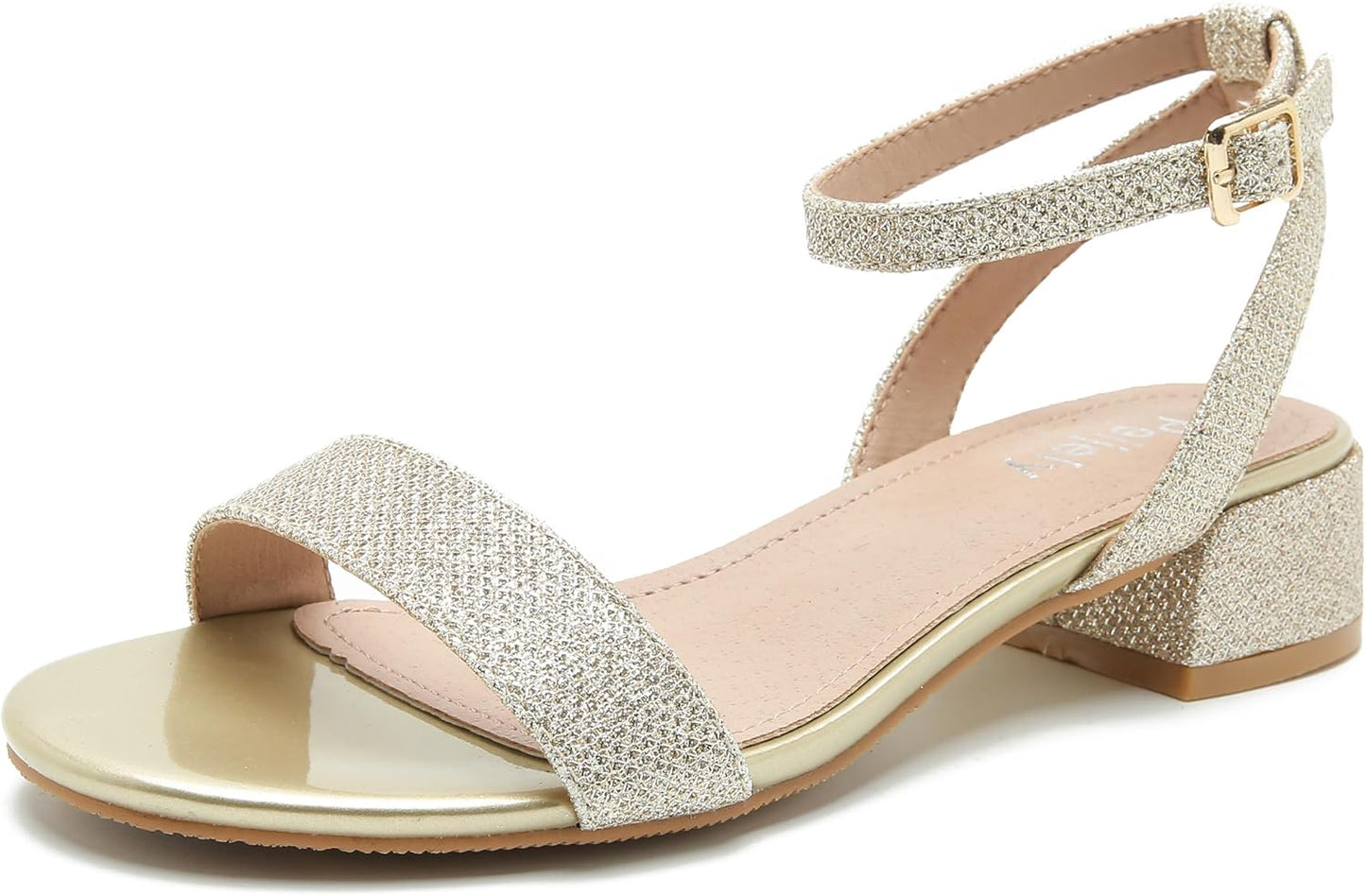 Women's Open Toe Ankle Strap Low Block Chunky Heels Sandals