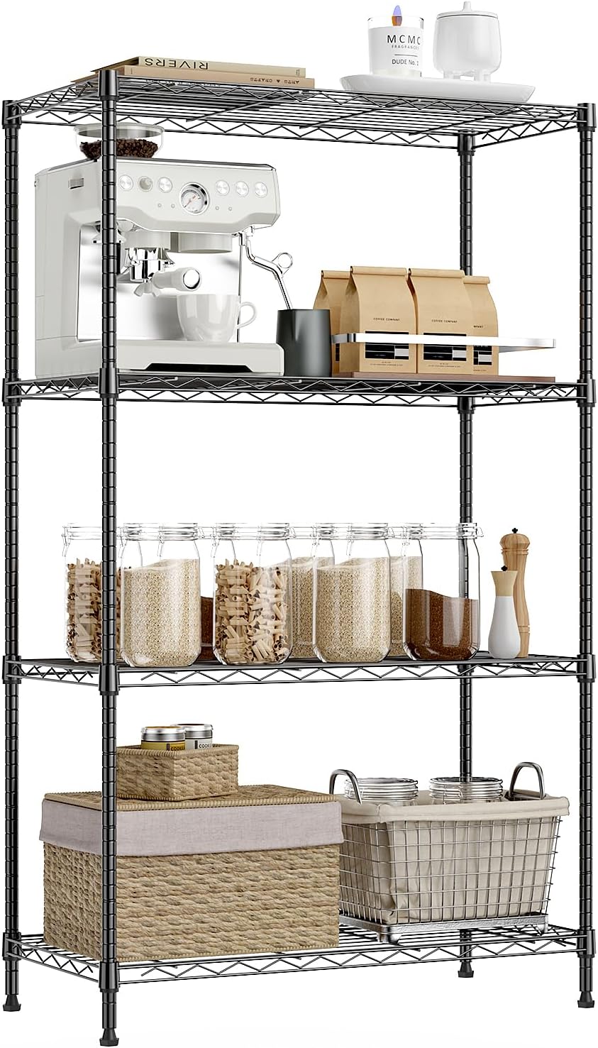 IZEUK 4-Tier Heavy Duty Steel Storage Shelves for Organization