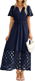 Simplee Womens 2025 Summer Boho Maxi Dress V Neck - Flowy & Modest
