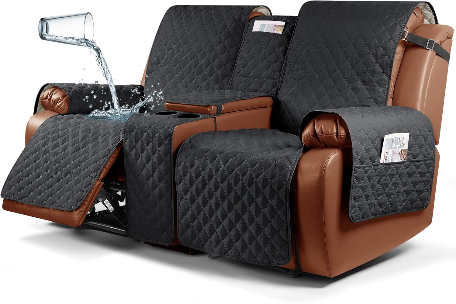 Ruaozz Waterproof Recliner Loveseat Cover for Pets and Kids