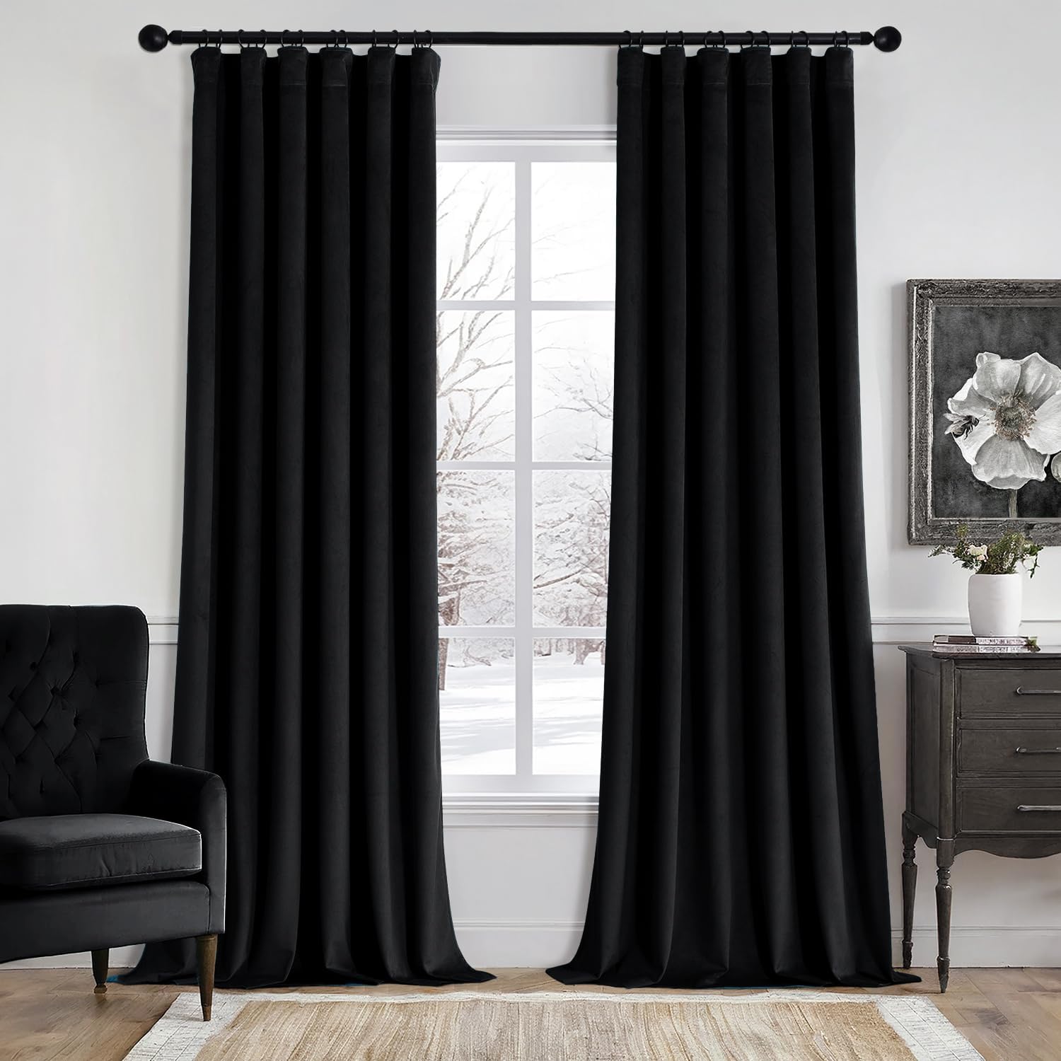 MIULEE Velvet Curtains 84 Inches Long for Elegant Living Rooms