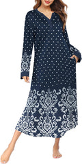 Womens Full Length V Neck Nightgown - Comfortable Long Sleepshirt
