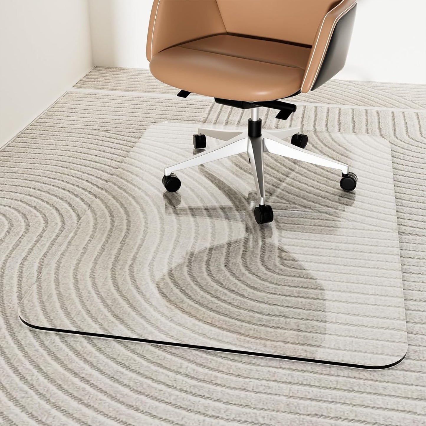 Premium 48x32 Glass Chair Mat - Heavy Duty, Odorless, Easy Clean - Anti-Slip Pads