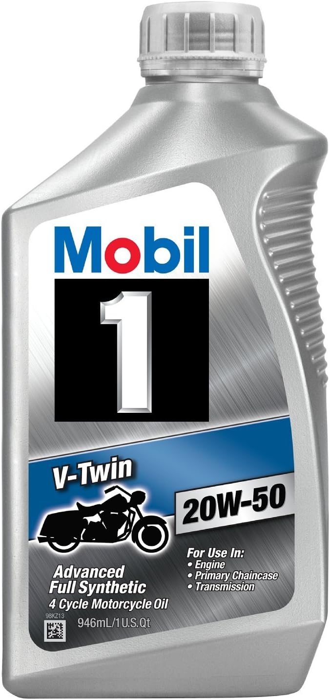 Mobil 1 20W-50 V-Twin Synthetic Motorcycle Oil - 1 Quart Pack