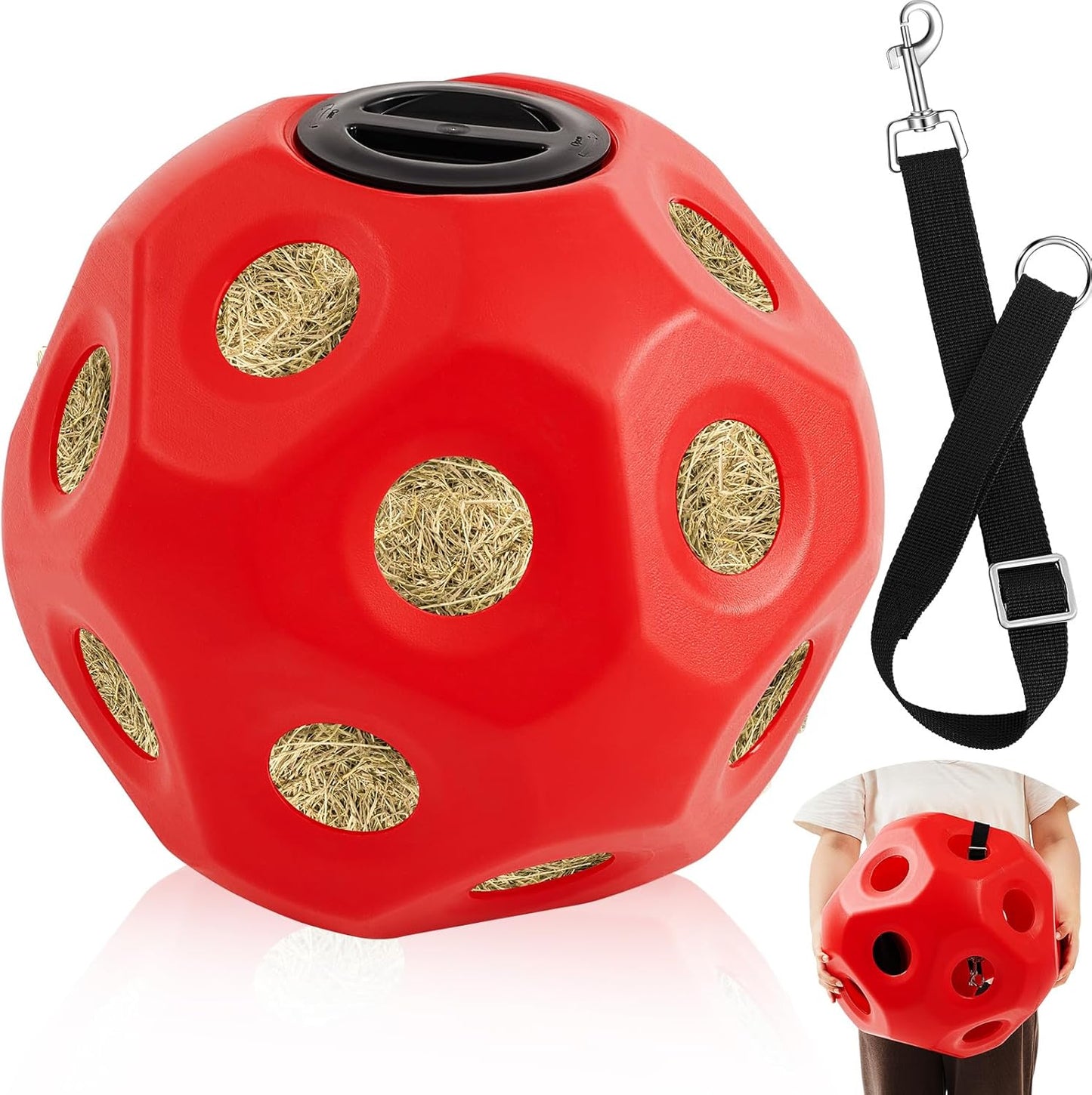 15.75 Hay Ball for Horses with Hanging Strap for Slow Feeding