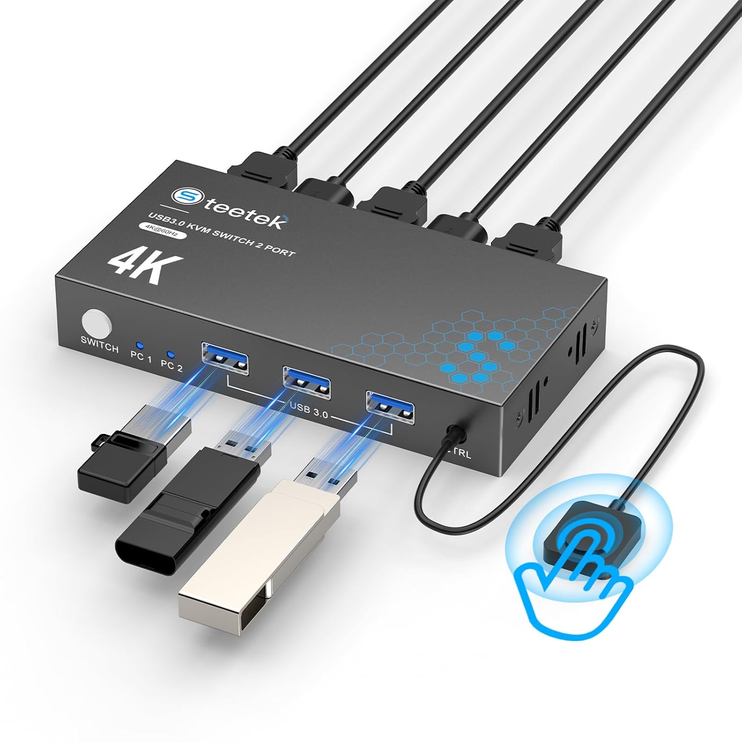 USB 3.0 HDMI KVM Switch for 2 Computers and 1 Monitor Setup