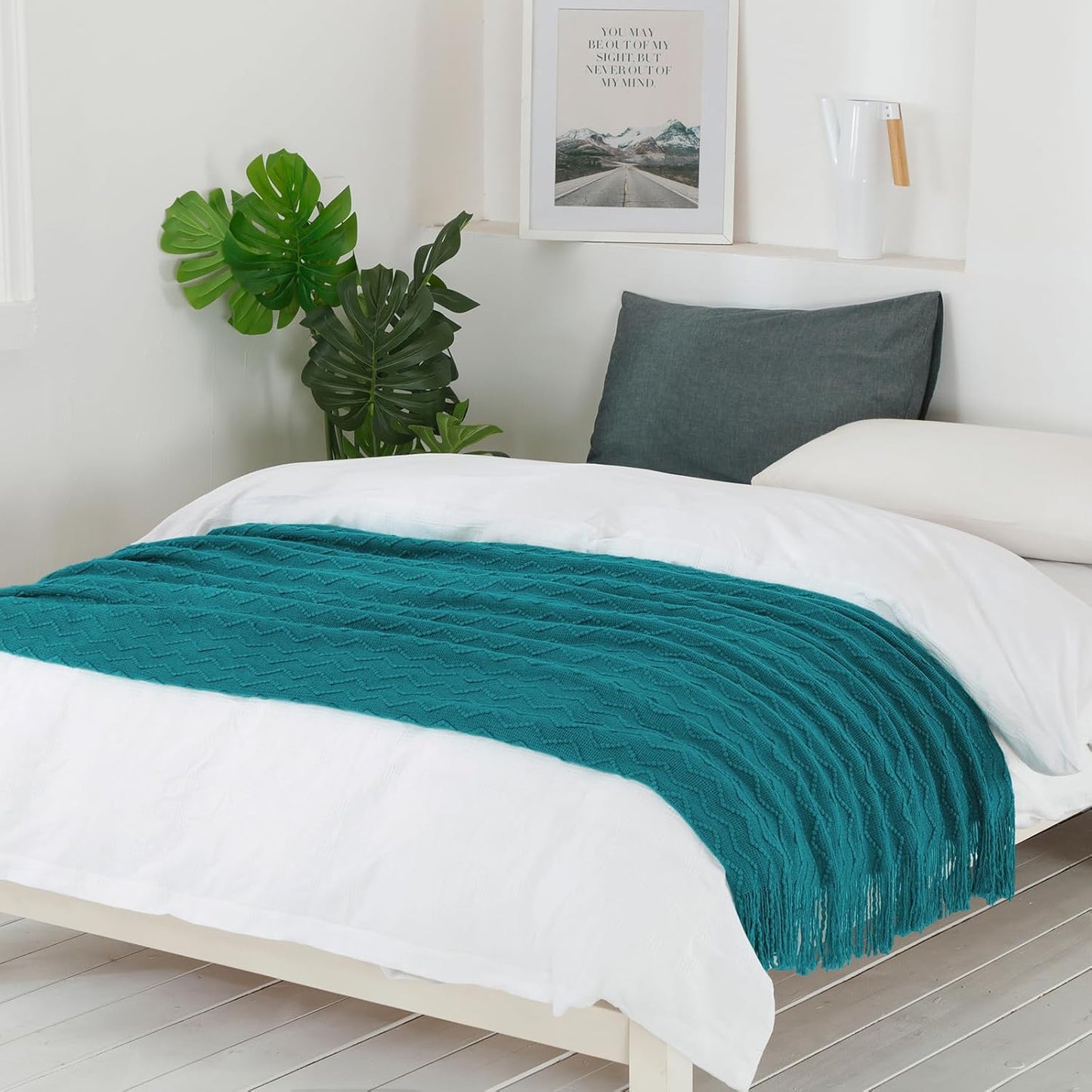 BOURINA Teal Throw Blanket for Cozy Sofa and Bed Decor