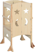 Qaba Wooden Kitchen Step Stool for Kids - Foldable Toddler Tower