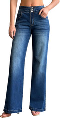 roswear Women's Wide Leg Jeans High Waisted Stretch Baggy