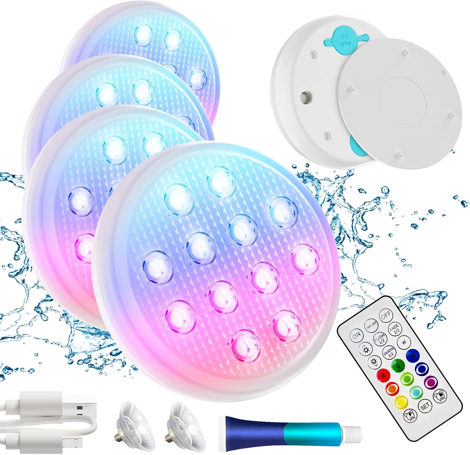 Upgraded Rechargeable Submersible LED Pool Lights for All Uses