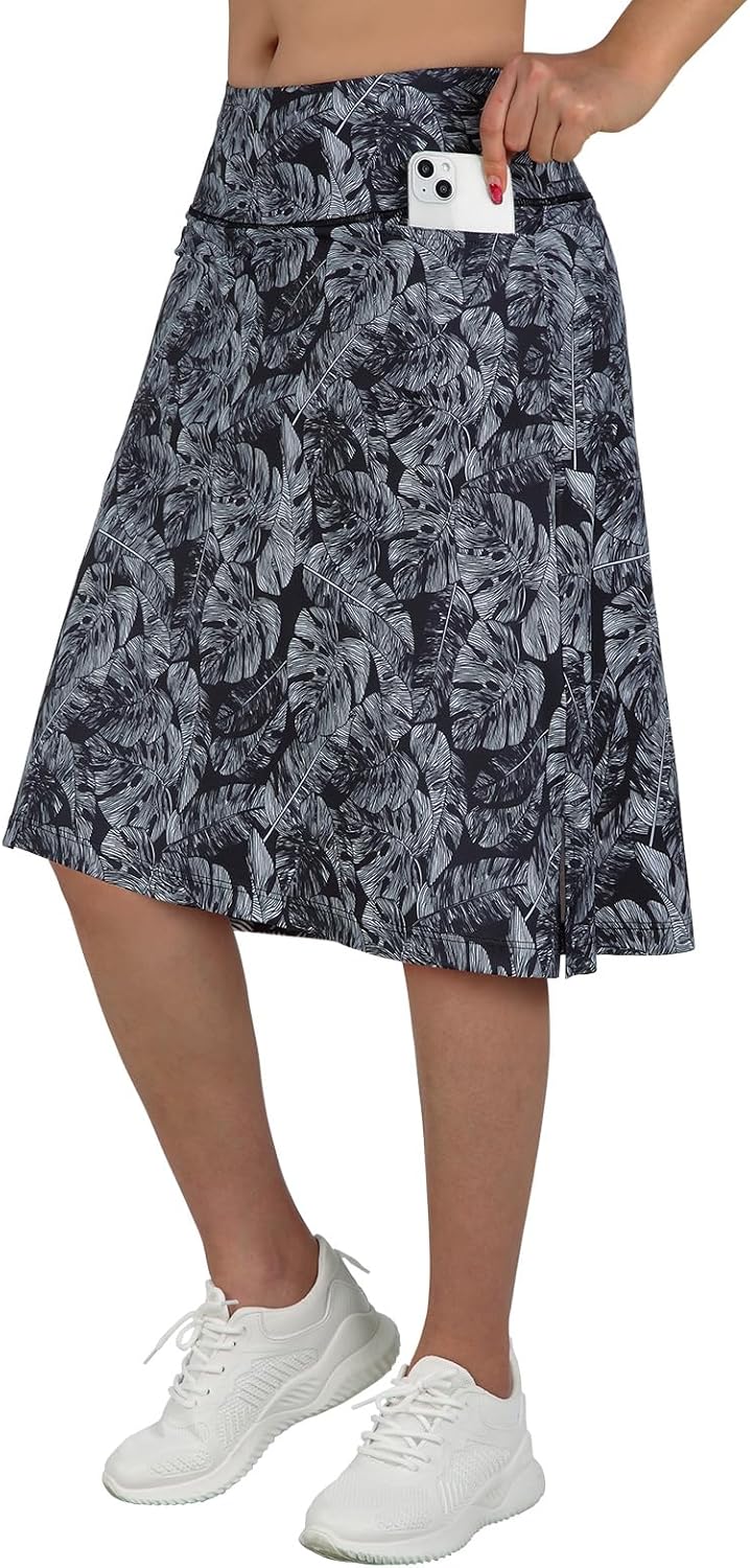 Women's Midi Length Skorts with 3 Pockets for Activewear