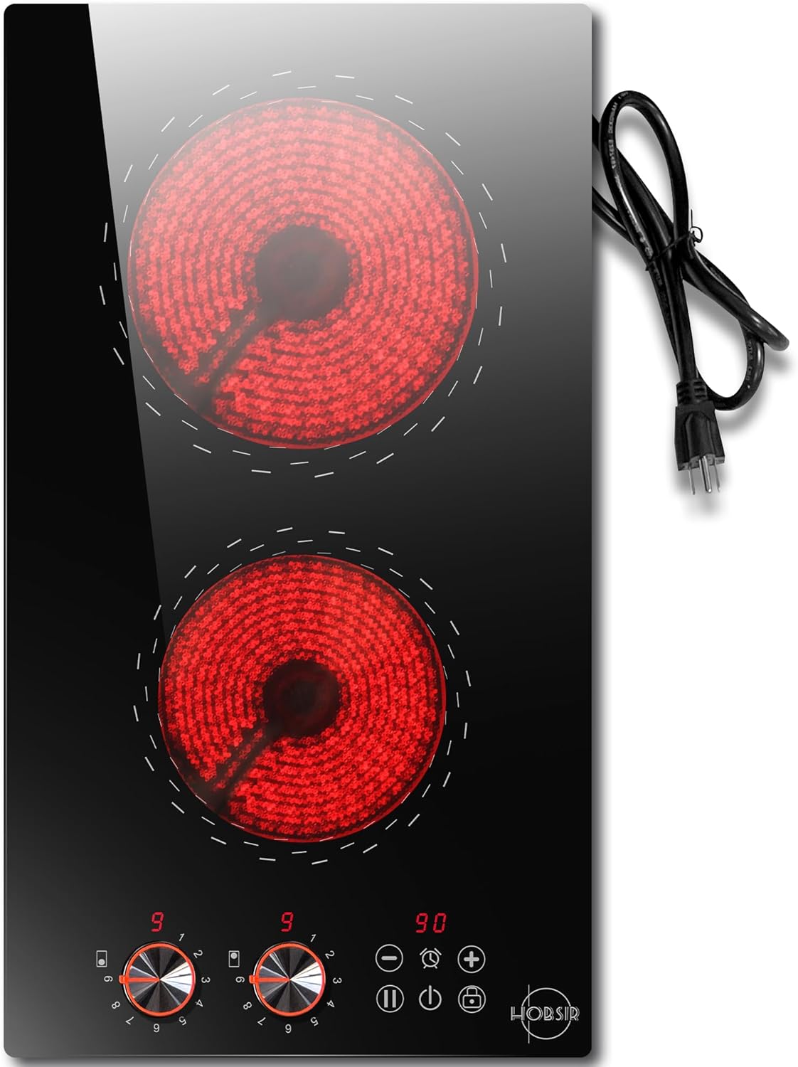 Hobsir 2 Burner Electric Cooktop with Safety Lock and Timer