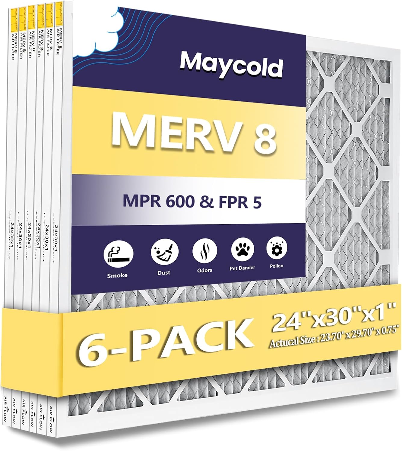 Maycold MERV 8 24x30x1 Furnace Air Filters for Clean Air