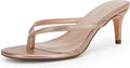 Coutgo Women's Kitten Heel Flip Flops Slip On Thong Slide Sandals