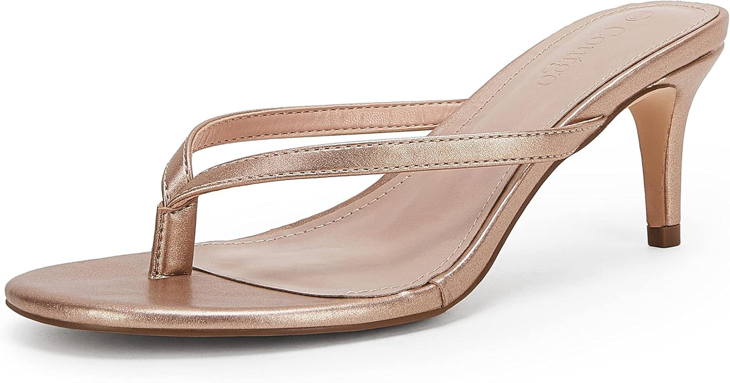 Coutgo Women's Kitten Heel Flip Flops for Comfortable Summer