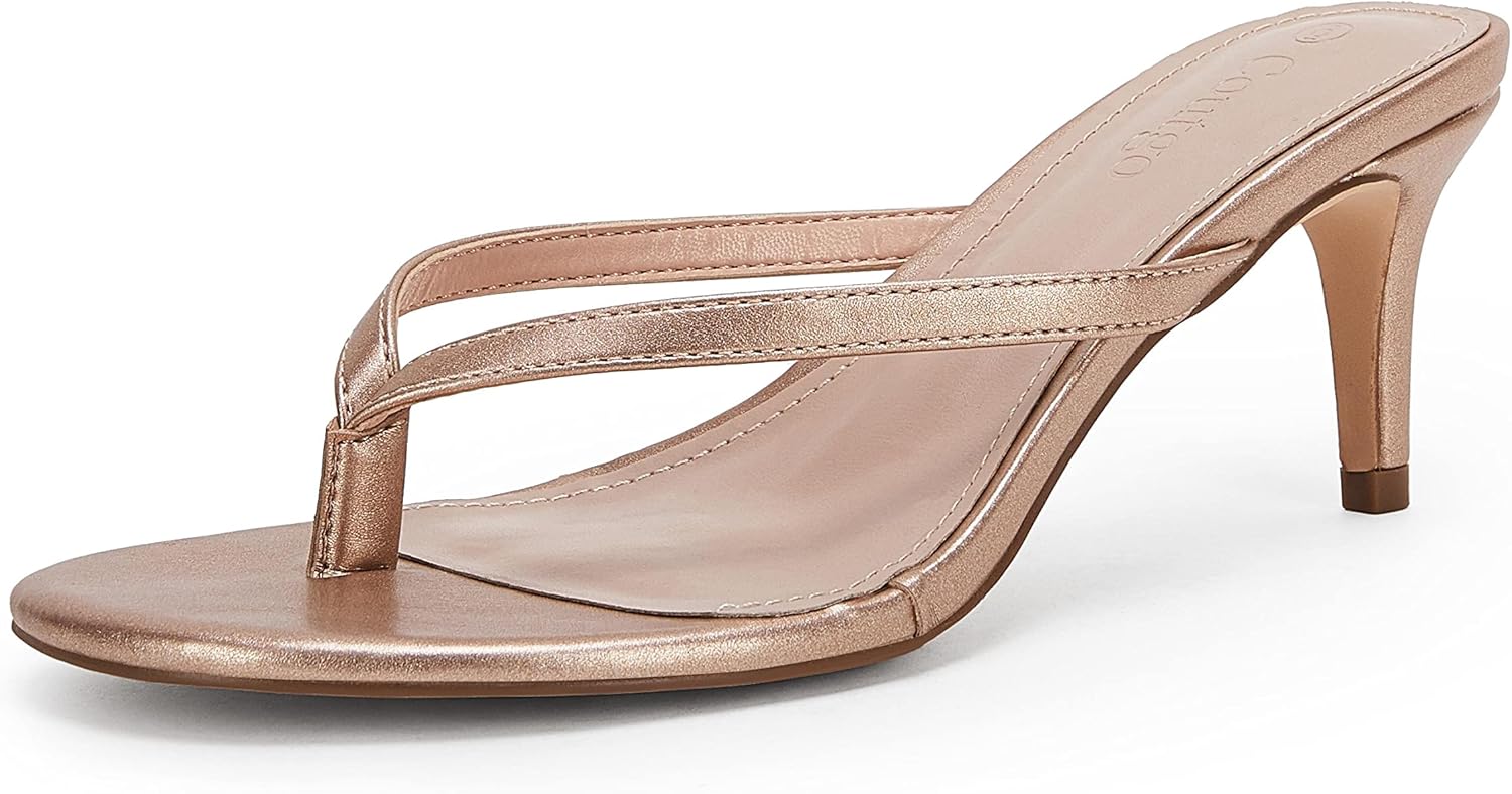 Coutgo Women's Kitten Heel Flip Flops for Comfortable Summer