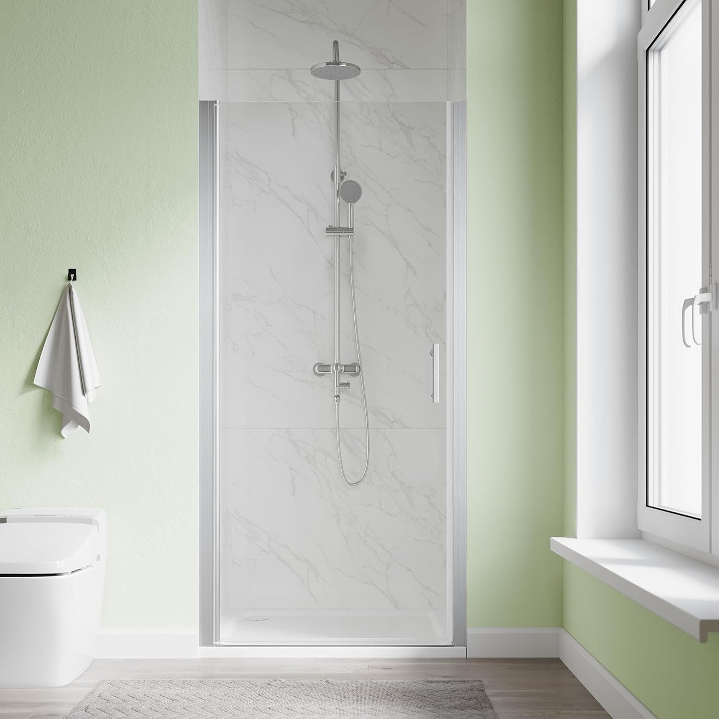 Pivot Shower Door 36in W x 72in H with Easy Clean Features