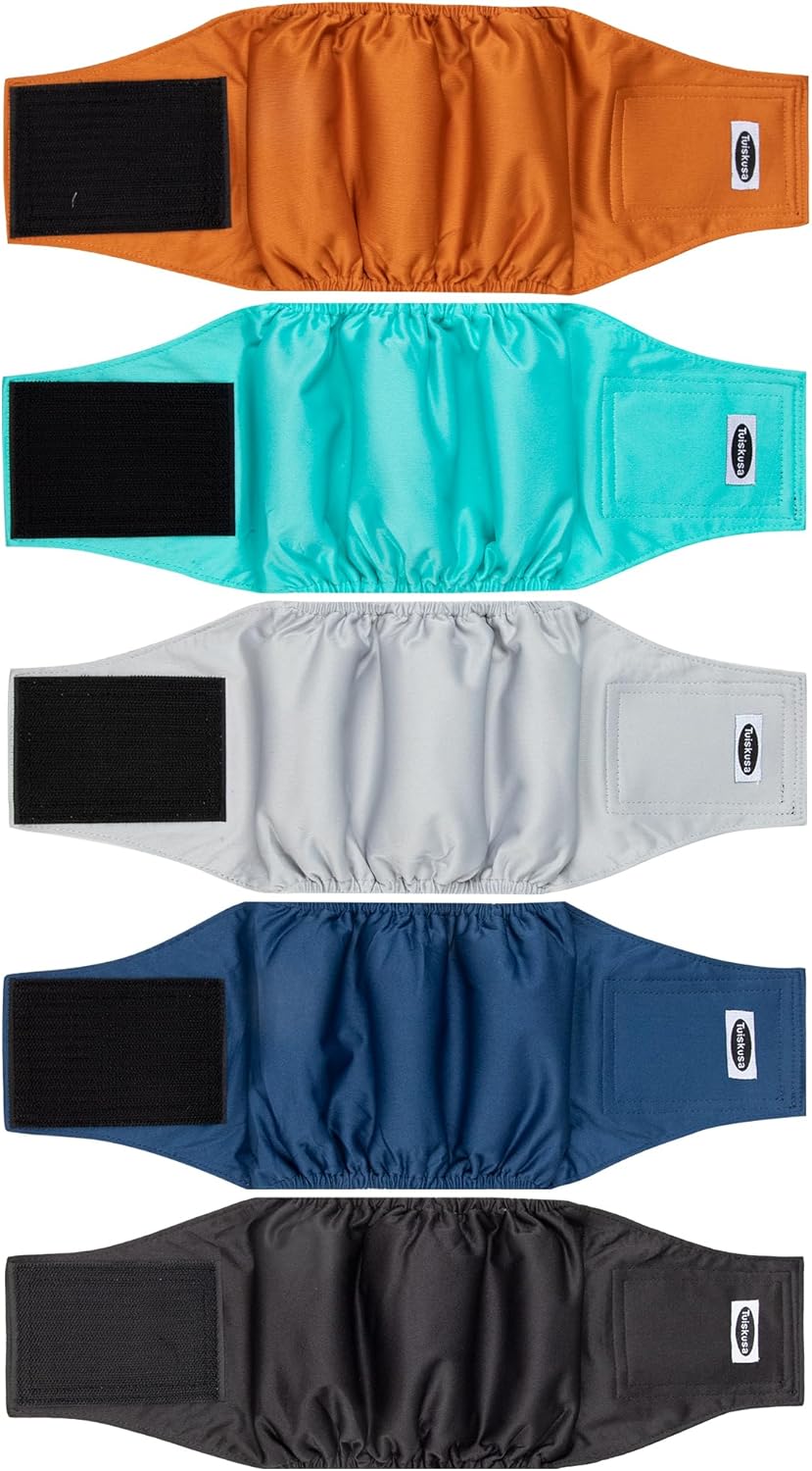 Ultimate Absorbency for Male Dogs - Washable Belly Bands (5 Pack)