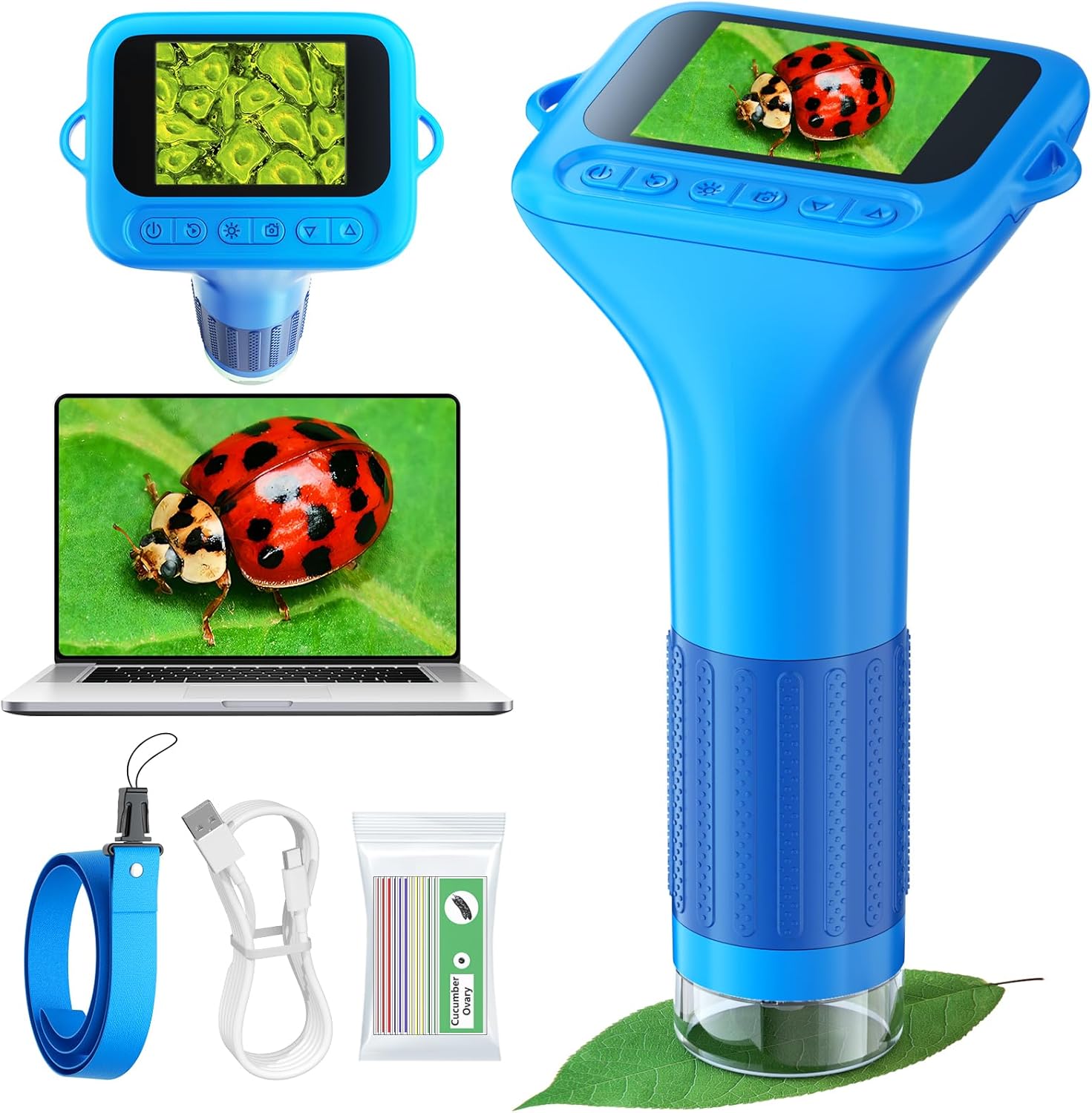 Microscope for Kids with 12 Slides and 100X-1000X Magnification