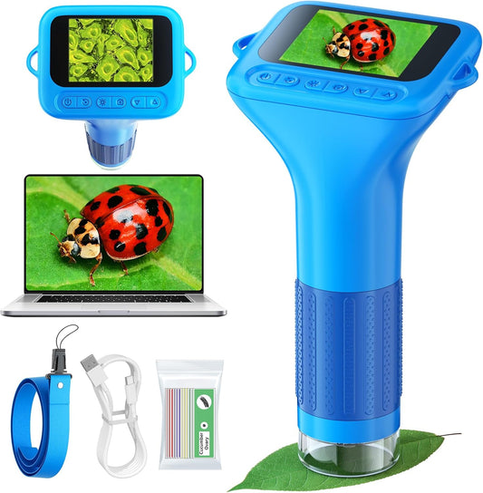Microscope for Kids with 12 Slides and 100X-1000X Magnification
