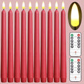 Red Flameless 11in Wax Taper Candles with Remote - Real Wax LED