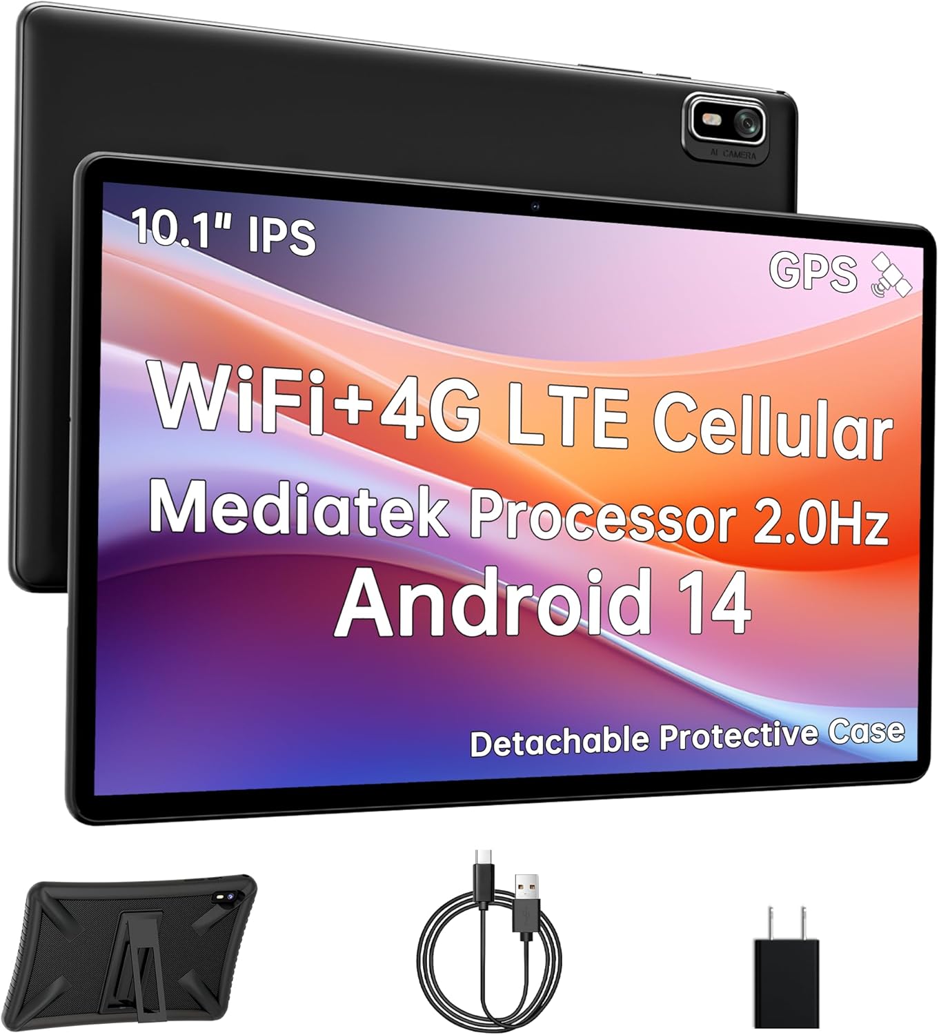 HAOVM Android 14 Tablet 10.1 Inch with 4G SIM and Dual Cameras
