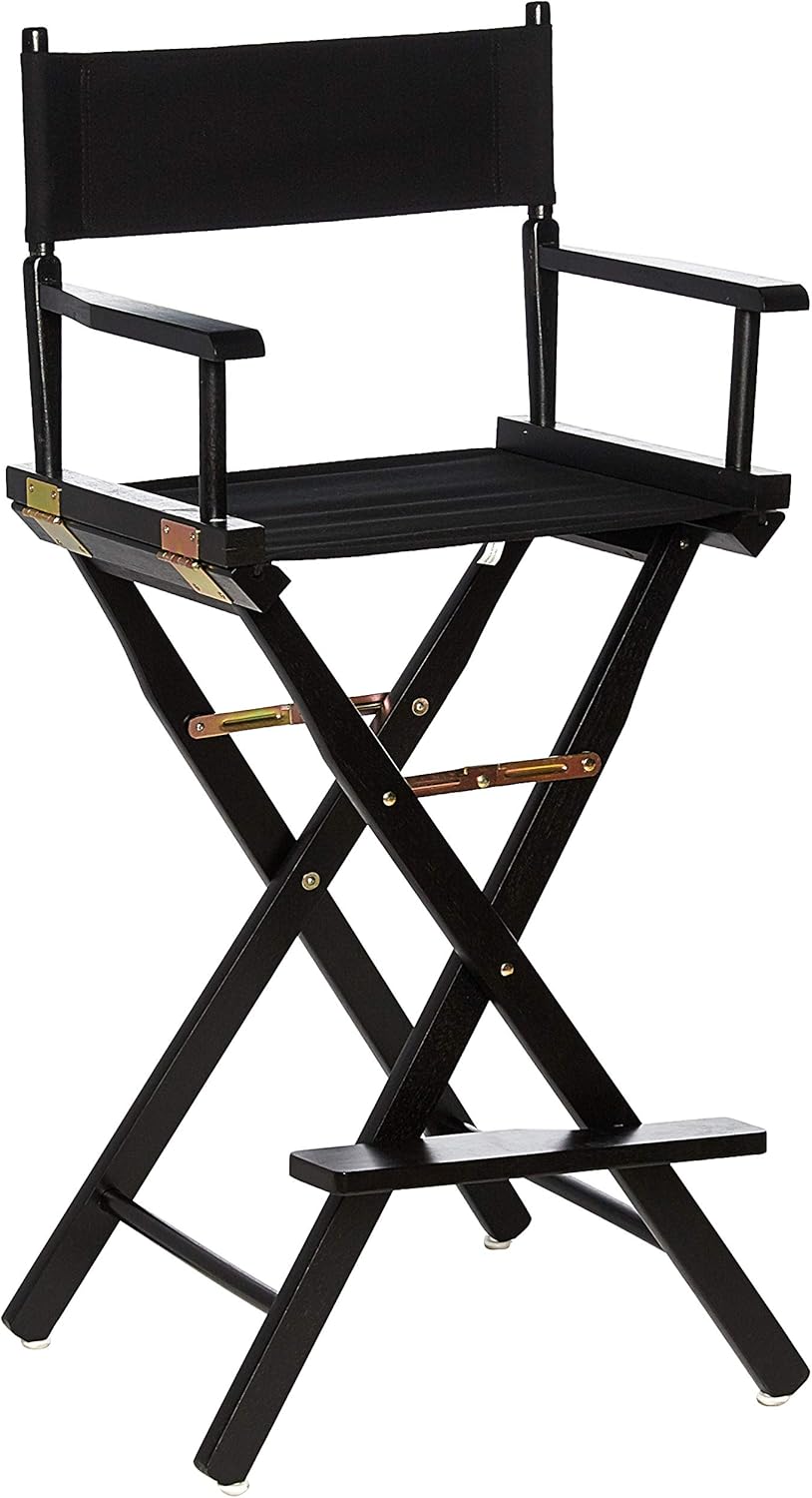 Stylish Bar Height Director's Chair - Black Canvas