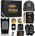 60th Birthday Gifts for Men Gift Box - Complete Black & Gold Set
