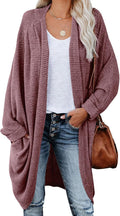 Womens Open Front Knit Cardigan - Chunky Waffle Oversized