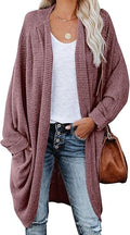 Womens Open Front Knit Cardigan - Cozy Oversized Waffle Knit