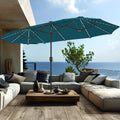 PHI VILLA 13ft Triple-Head Patio Umbrella with Solar LED Lights