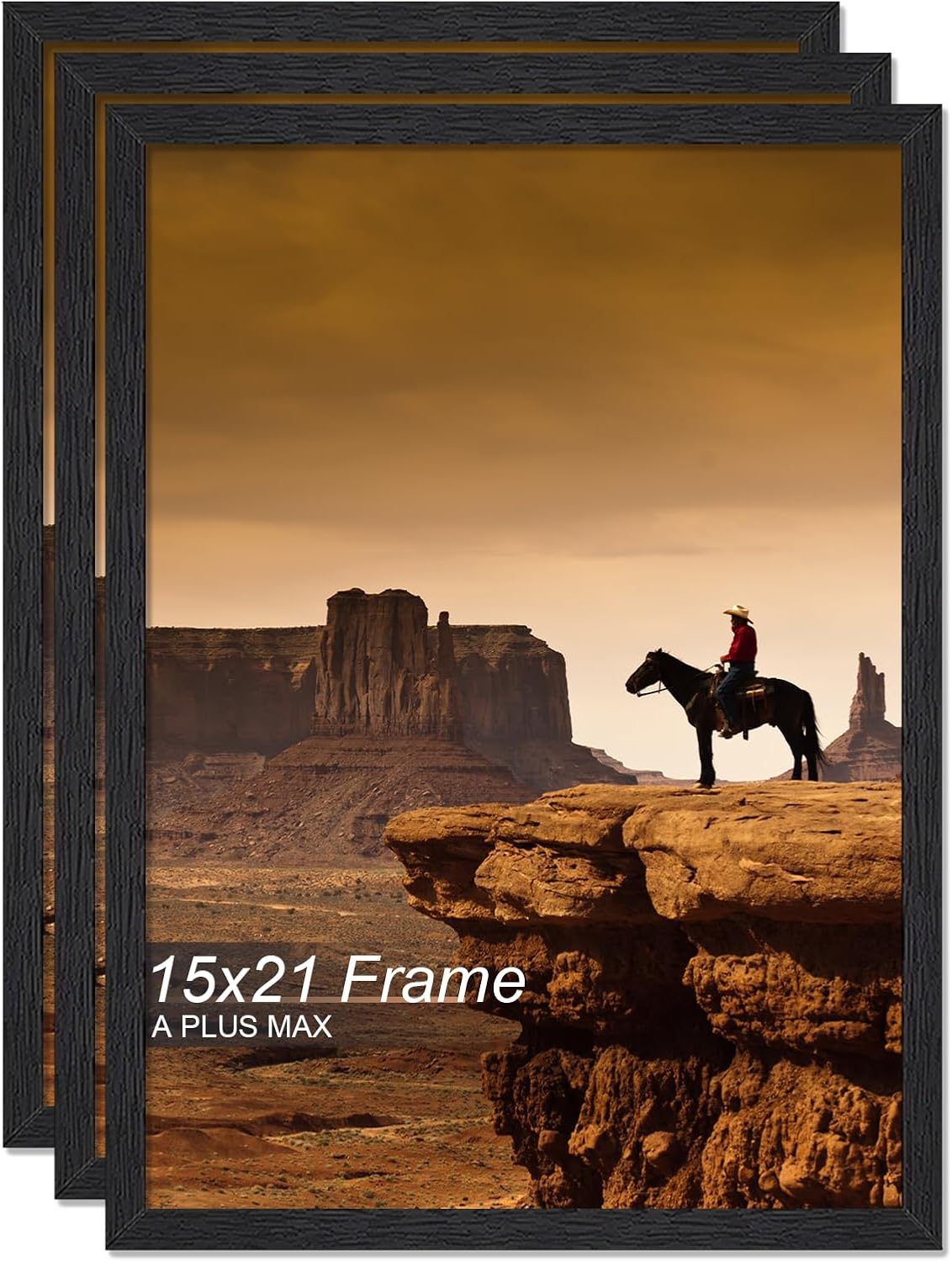 15x21 Picture Frame Set of 3 - Black Engineered Wood Frames