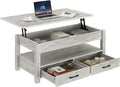 Grey Lift Top Coffee Table with Drawers and Hidden Compartment