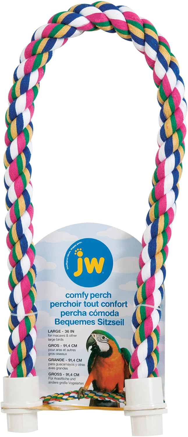 JW Pet Comfy Perch for Birds Flexible Multi-Color Rope 36in